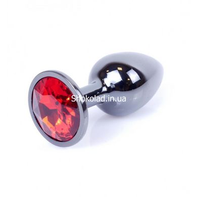 Анальная пробка с камнем Plug-Jewellery Dark Silver PLUG- Red размер S - картинка 1