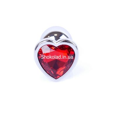 Анальная пробка с камнем Plug-Jewellery Silver Heart PLUG- Red размер S - картинка 4
