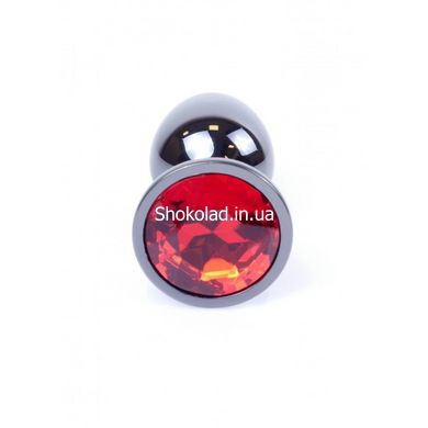 Анальная пробка с камнем Plug-Jewellery Dark Silver PLUG- Red размер S - картинка 2