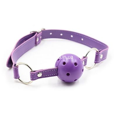 Кляп DS Fetish, фіолетова кулька на фіолетовому ремінці - картинка 1