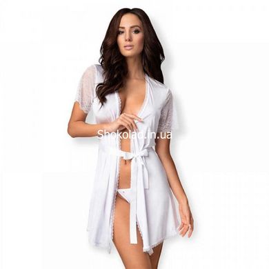 Халат Obsessive Miamor robe & thong white L/XL - картинка 1