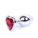 Анальна пробка з каменем Plug-Jewellery Silver Heart PLUG- Red розмір S - зображення 1