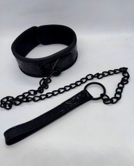 Нашийник з повідцем DS Fetish Collar with leash black iron - картинка 1