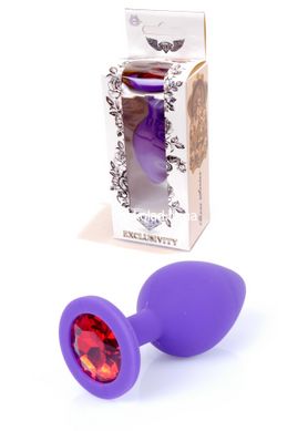 Анальная пробка с камнем Plug-Jewellery Purple Silicon PLUG Medium- Red Diamond размер М - картинка 1