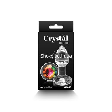 Анальна скляна пробка з кристалом NS Novelties Crystal Desires Rainbow Gem прозорий, Mini - картинка 3