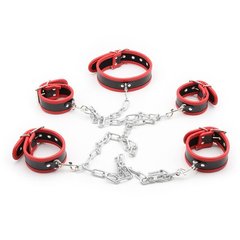 Система фіксації DS Fetish Collar with restraints black/red - картинка 1
