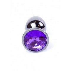 Анальная пробка с камнем Plug-Jewellery Dark Silver PLUG- Purple размер S - картинка 1