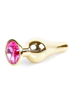 Анальная пробка с розовым камнем Plug-Jewellery Gold BUTT PLUG- Pink - картинка 8