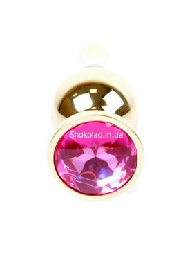 Анальна пробка з рожевим каменем Plug-Jewellery Gold BUTT PLUG-Pink - картинка 2