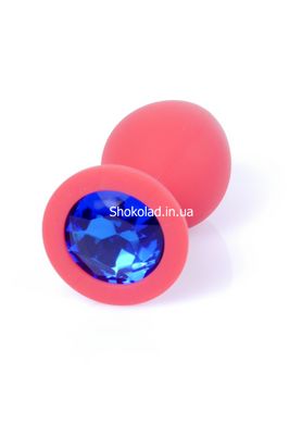 Анальная пробка с камнем Plug-Jewellery Red Silicon PLUG Medium- Blue Diamond размер М - картинка 2