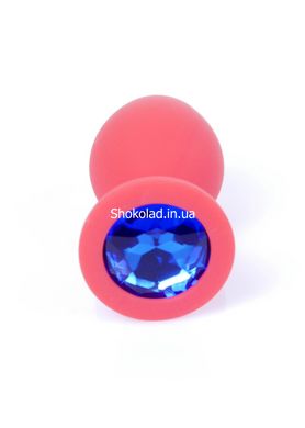 Анальная пробка с камнем Plug-Jewellery Red Silicon PLUG Medium- Blue Diamond размер М - картинка 3