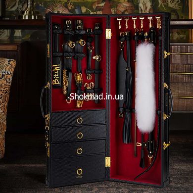 Шафа-валіза для БДСМ аксесуарів Upko, з італійської шкіри, чорна, 14 предметів - картинка 1