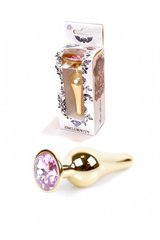 Анальная пробка с розовым камнем Plug-Jewellery Gold BUTT PLUG- Rose - картинка 1
