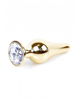 Анальная пробка с камнем Plug-Jewellery Gold BUTT PLUG- Clear - картинка 2