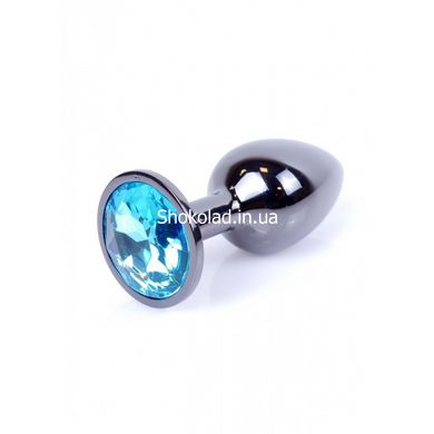 Анальная пробка с камнем Plug-Jewellery Dark Silver PLUG- Light Blue размер S - картинка 4