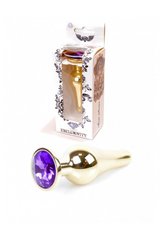 Анальна пробка з фіолетовим каменем Plug-Jewellery Gold BUTT PLUG-Purple - картинка 1