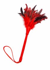 Метелочка з пір'ям бордо, червона ручка - картинка 1