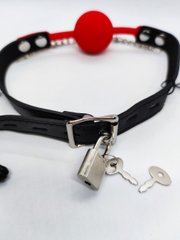 Кляп с зажимами на соски DS Fetish Locking gag with nipple clamps black/red - картинка 1