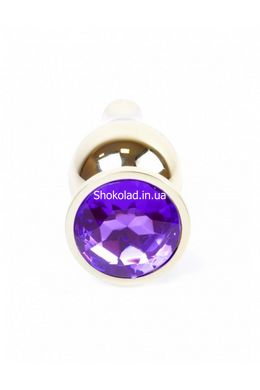 Анальная пробка с фиолетовым камнем Plug-Jewellery Gold BUTT PLUG- Purple - картинка 2