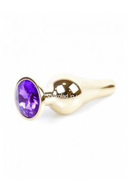 Анальная пробка с фиолетовым камнем Plug-Jewellery Gold BUTT PLUG- Purple - картинка 8
