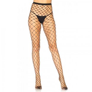 Колготки у сітку з перлами чорні Leg Avenue Faux pearl fence net tights O/S - картинка 1