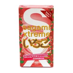 Ультратонкі презервативи із натурального латексу Sagami Xtreme Strawberry, 10 шт, 0,04 мм - картинка 1