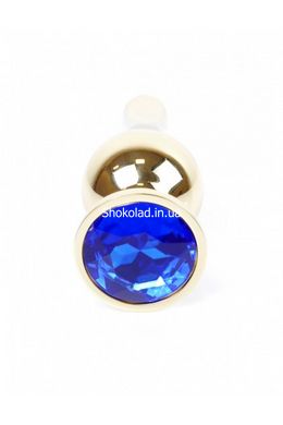 Анальная пробка из нержавеющей стали с камнем Plug-Jewellery Gold BUTT PLUG- Dark Blue - картинка 2