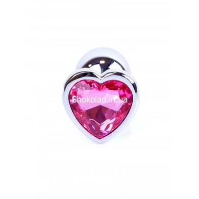 Анальная пробка с камнем Plug-Jewellery Silver Heart PLUG- Pink размер S - картинка 3