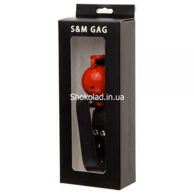 F61429 Кляп з екошкіри Loveshop Latex BREATHABLE BALL Gag BLACK / RED, Черный/Красный - картинка 2