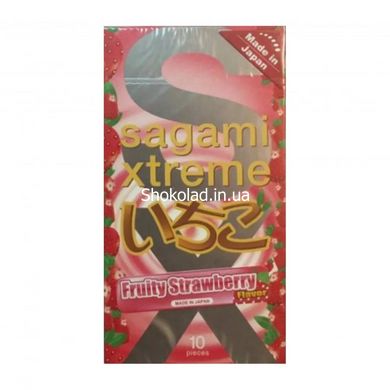 Ультратонкі презервативи із натурального латексу Sagami Xtreme Strawberry, 10 шт, 0,04 мм - картинка 3