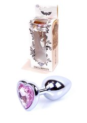 Анальная пробка с камнем Plug-Jewellery Silver Heart PLUG- Rose - картинка 1