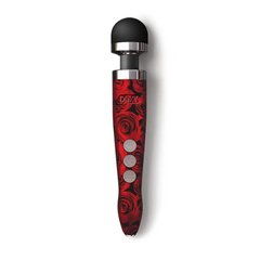 Массажер-микрофон Doxy Die Cast 3R Wand Vibrator Rose Pattern, с розами, красный USB - картинка 1