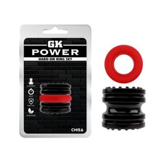 Набір ерекційних кілець чорне/червоне GK Power Hard-On Ring Set Chisa - картинка 1