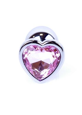 Анальний корок з каменем Plug-Jewellery Silver Heart PLUG- Rose - картинка 2