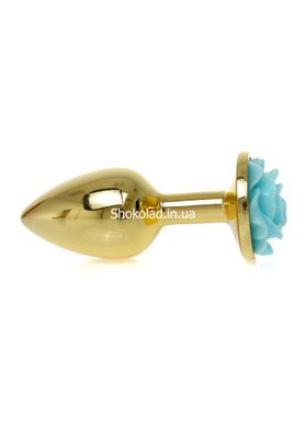 Анальная пробка с голубой розой Plug-Jewellery Gold PLUG ROSE- Light Blue - картинка 4