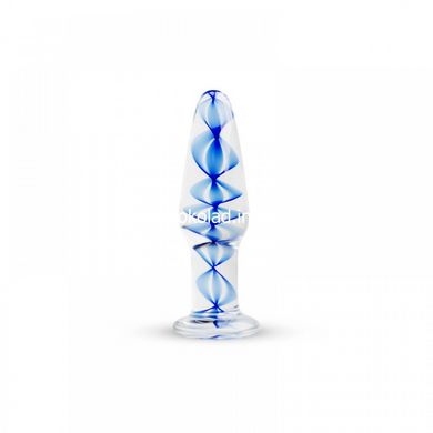 Пробка скло блакитна спіраль Gildo Glass buttplug No. 23, Прозрачный - картинка 1