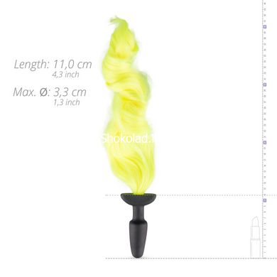 Анальная пробка с хвостом Silicone Butt Plug With Tail - Yellow - картинка 3