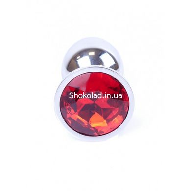 Анальная пробка с камнем Plug-Jewellery Silver PLUG- Red размер S - картинка 2