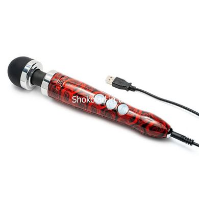 Массажер-микрофон Doxy Die Cast 3R Wand Vibrator Rose Pattern, с розами, красный USB - картинка 2