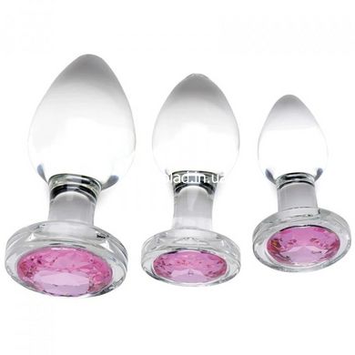 Набор анальных пробок Pink Gem Glass Anal Plug Set из стекла - картинка 2
