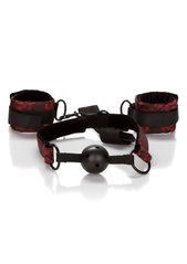 Кляп-кулька з наручниками California Exotic червоно-чорний - картинка 1