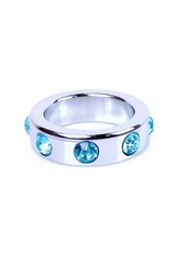 Ерекційне кільце Boss Series Metal Cock Ring with Light Blue Diamonds Medium - картинка 1