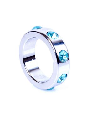 Ерекційне кільце Boss Series Metal Cock Ring with Light Blue Diamonds Medium - картинка 4