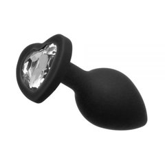 Анальна Black Silicone Heart Diamond, M, Черный, для новачків та просунутих користувачів - картинка 1