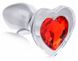 Анальная пробка с красным камнем XR Brands в форме сердца, стеклянная, прозрачная - изображение 4