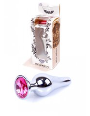 Анальная пробка с розовым кристаллом Plug-Jewellery Silver BUTT PLUG- Pink - картинка 1