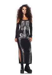 Платье макси Leg Avenue, M/L, с принтом скелета и боковым вырезом - картинка 1