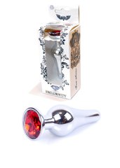 Анальная пробка с красным кристаллом Plug-Jewellery Silver BUTT PLUG- Red - картинка 1