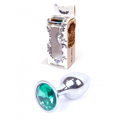Анальная пробка с камнем Plug-Jewellery Silver PLUG- Green размер S - картинка 1