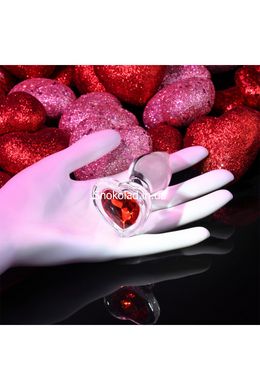 Стеклянная анальная пробка ADAM ET EVE RED HEART GEM GLASS PLUG SMALL - картинка 2